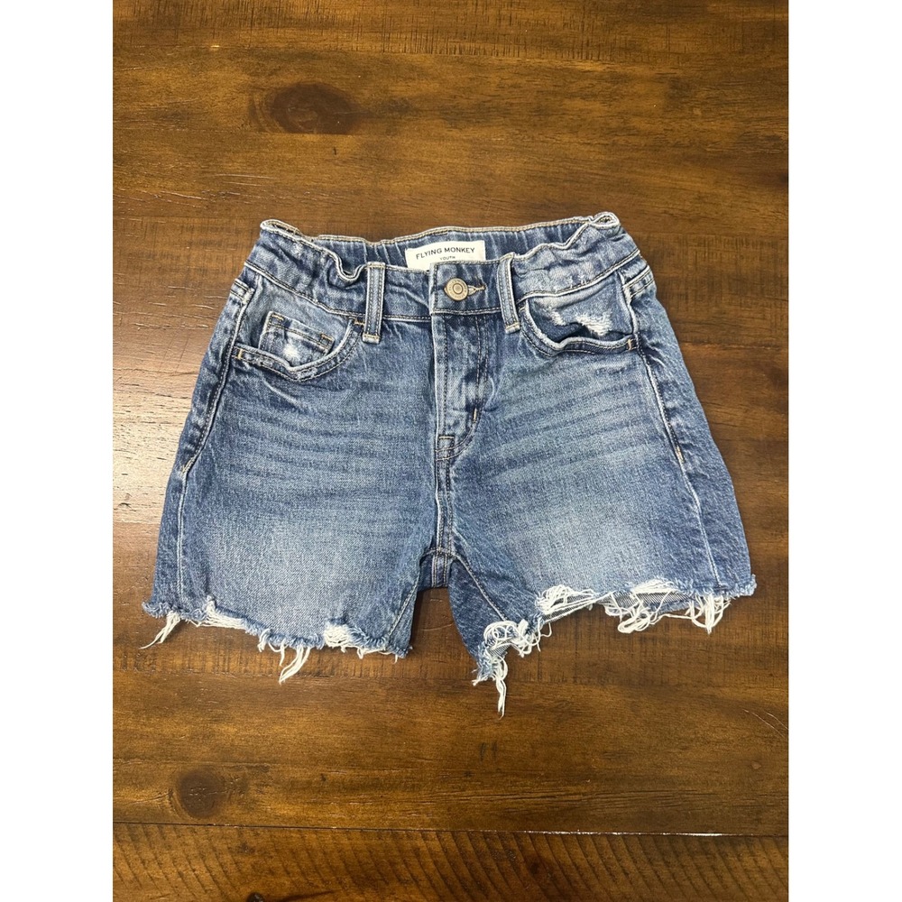 Flying Monkey Youth Girls Mid Rise Distressed Denim Shorts Blue Size 10 BYK1072